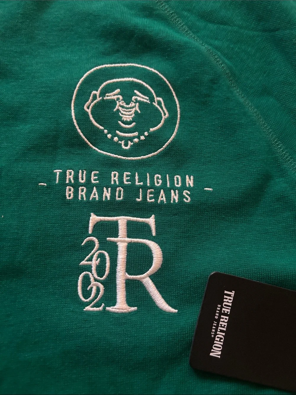 True Religion Raglan Oversized Henley Tee in Ultra Marine Green Size L ~ NWT